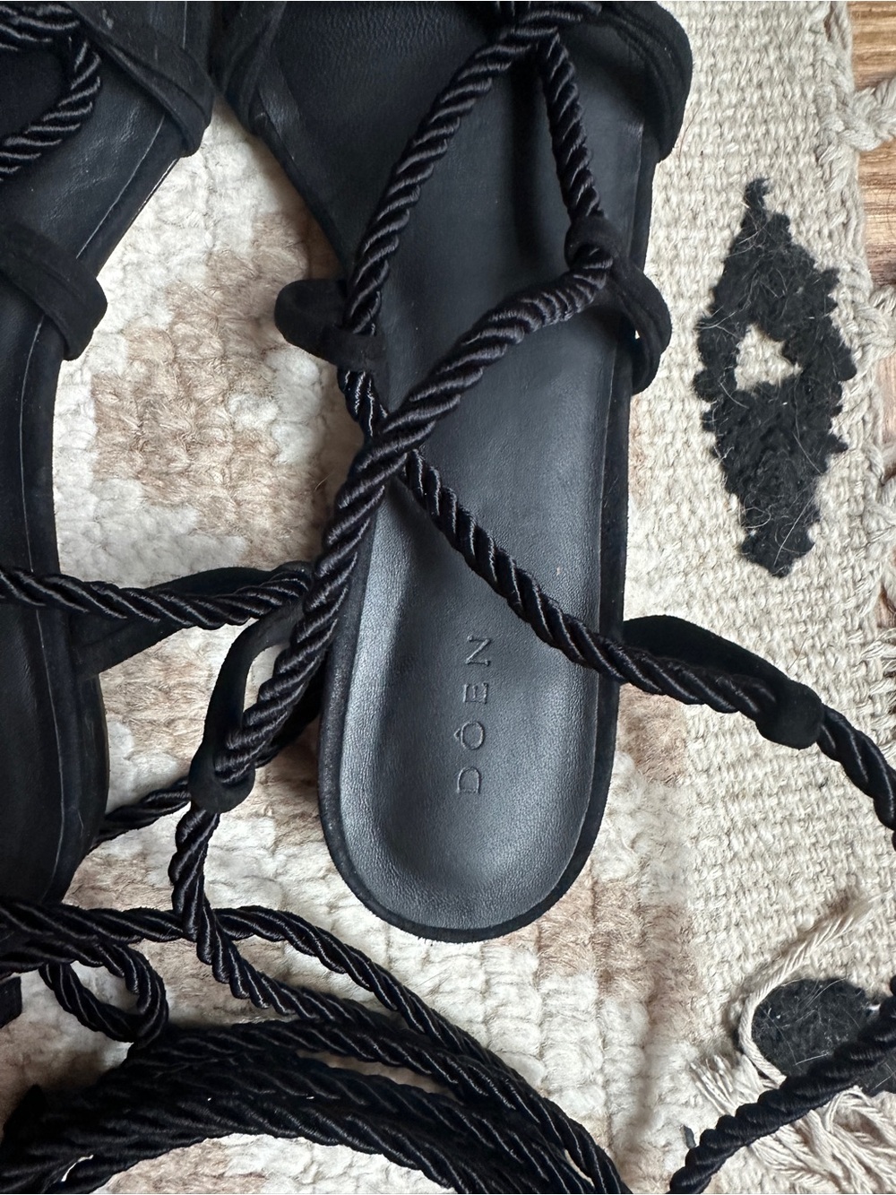 doen black wrap sandals sz 38 - Picture 3 of 6